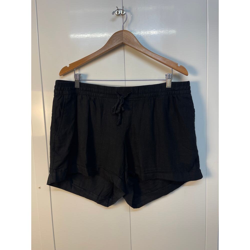Old Navy Drawstring‎ Elastic Waist Shorts with Pockets Black Linen Size 1X Plus